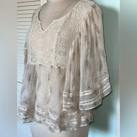 Anthropologie • 100% Silk Meadow Rue Aeris Peasant Blouse - Picture 2 of 12